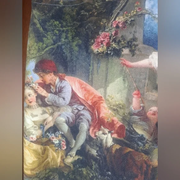 ISO Dolls Kill Wide Leg Pants with Multicolor Renaissance Print - Picture 4 of 6